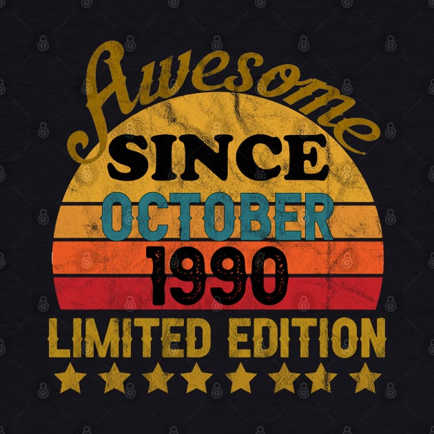 Awesome Since October 1990 31 Year Old 31th Birthday gift T-Shirt by yalp.play